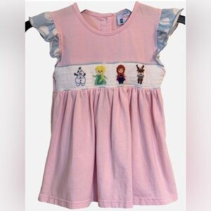 Sweet La Rose Smocked Girls Dress 5T Pink Frozen Inspired Characters